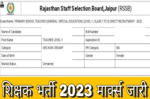 Rajasthan Teacher Recruitment marks
