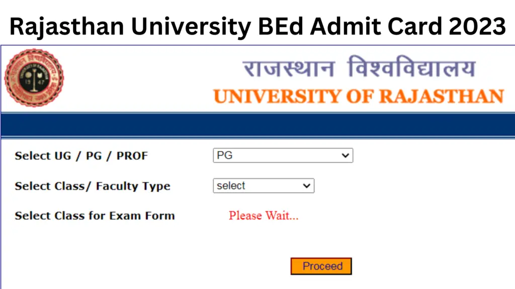 Rajasthan University BEd Admit Card 2023